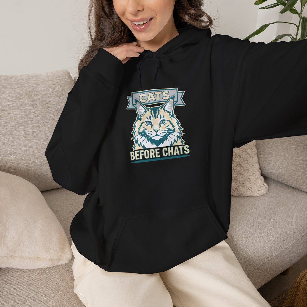 Cats Before Chats — Cozy Introvert Cat Lover Hoodie | Petsy Square