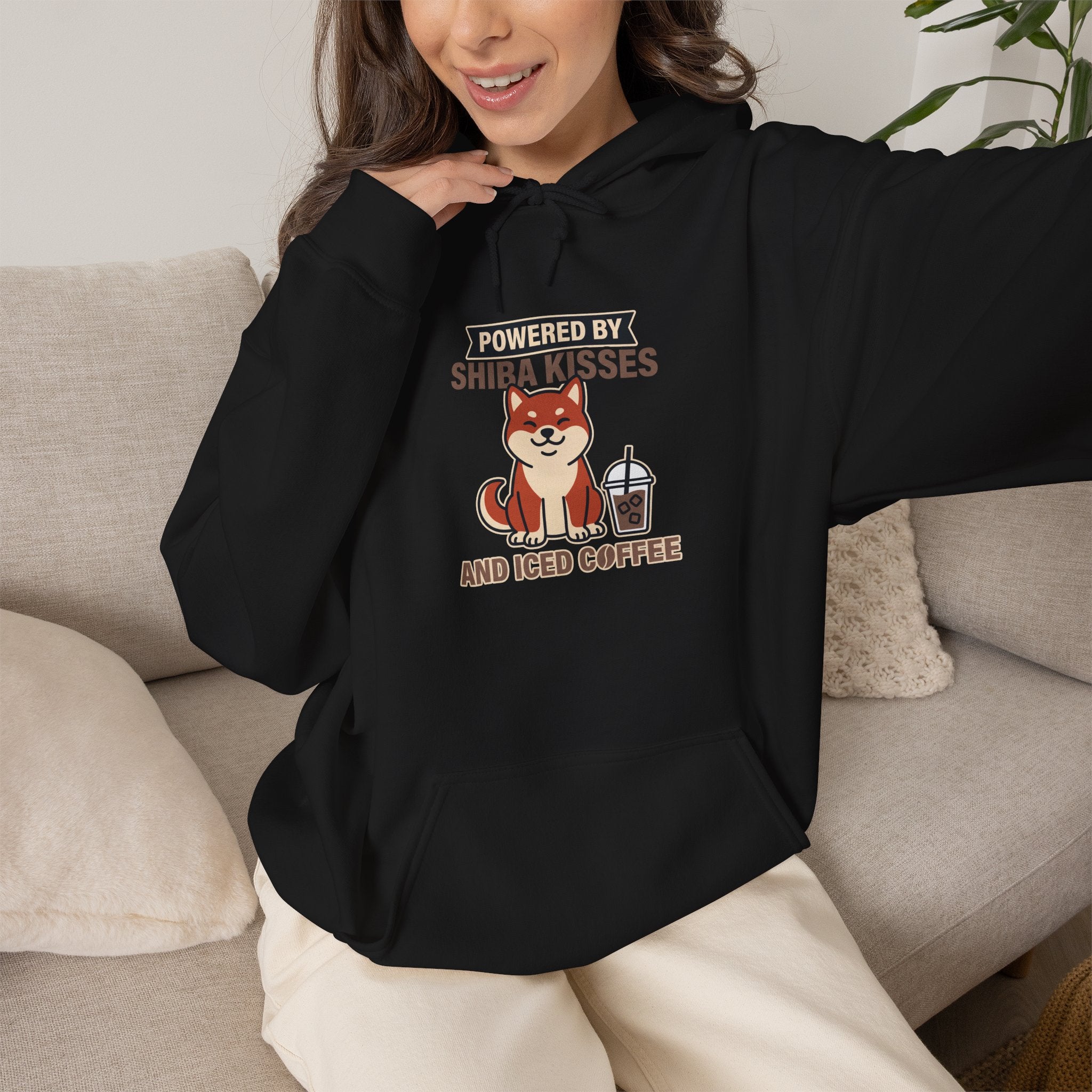 Powered By Shiba Kisses And Iced Coffee — Cozy Dog Hoodie | Petsy Square