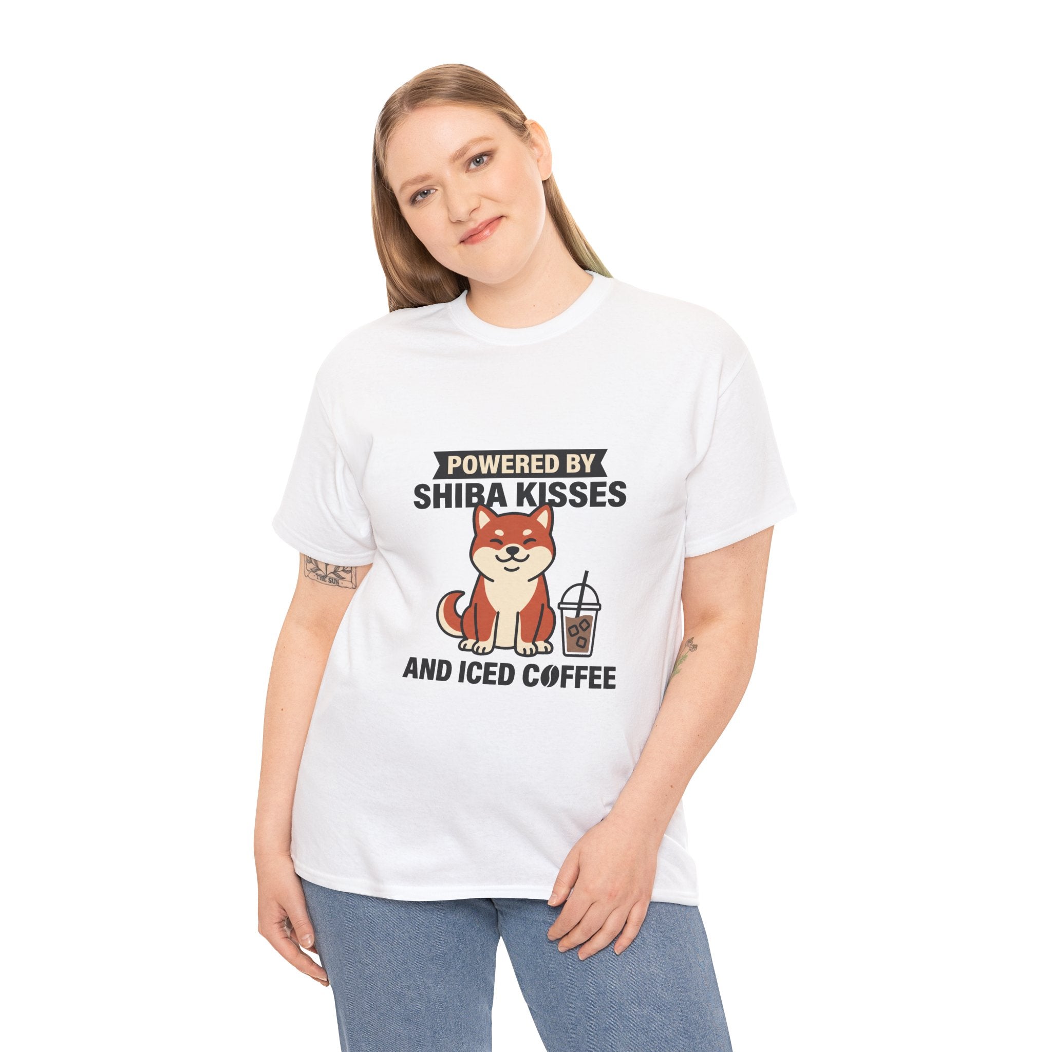 Powered By Shiba Kisses And Iced Coffee — Funny Dog Tee | Petsy Square