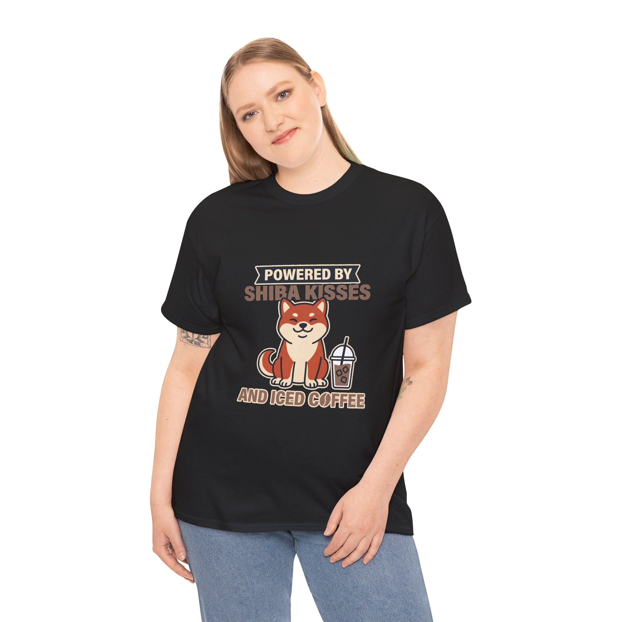Powered By Shiba Kisses And Iced Coffee — Funny Dog Tee | Petsy Square