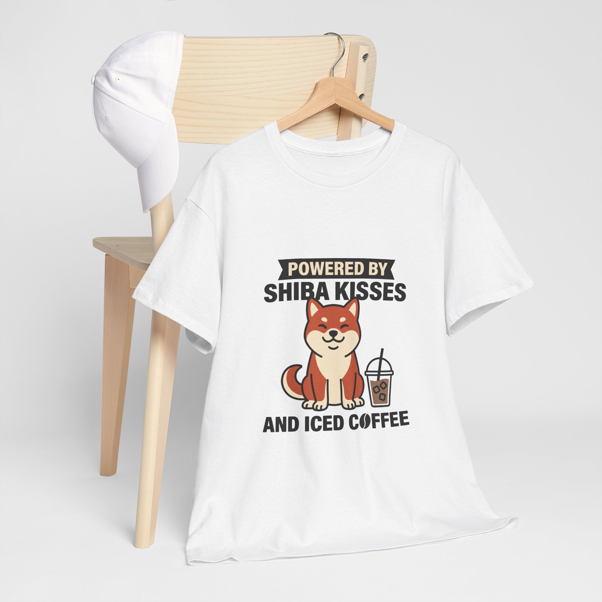 Powered By Shiba Kisses And Iced Coffee — Funny Dog Tee | Petsy Square