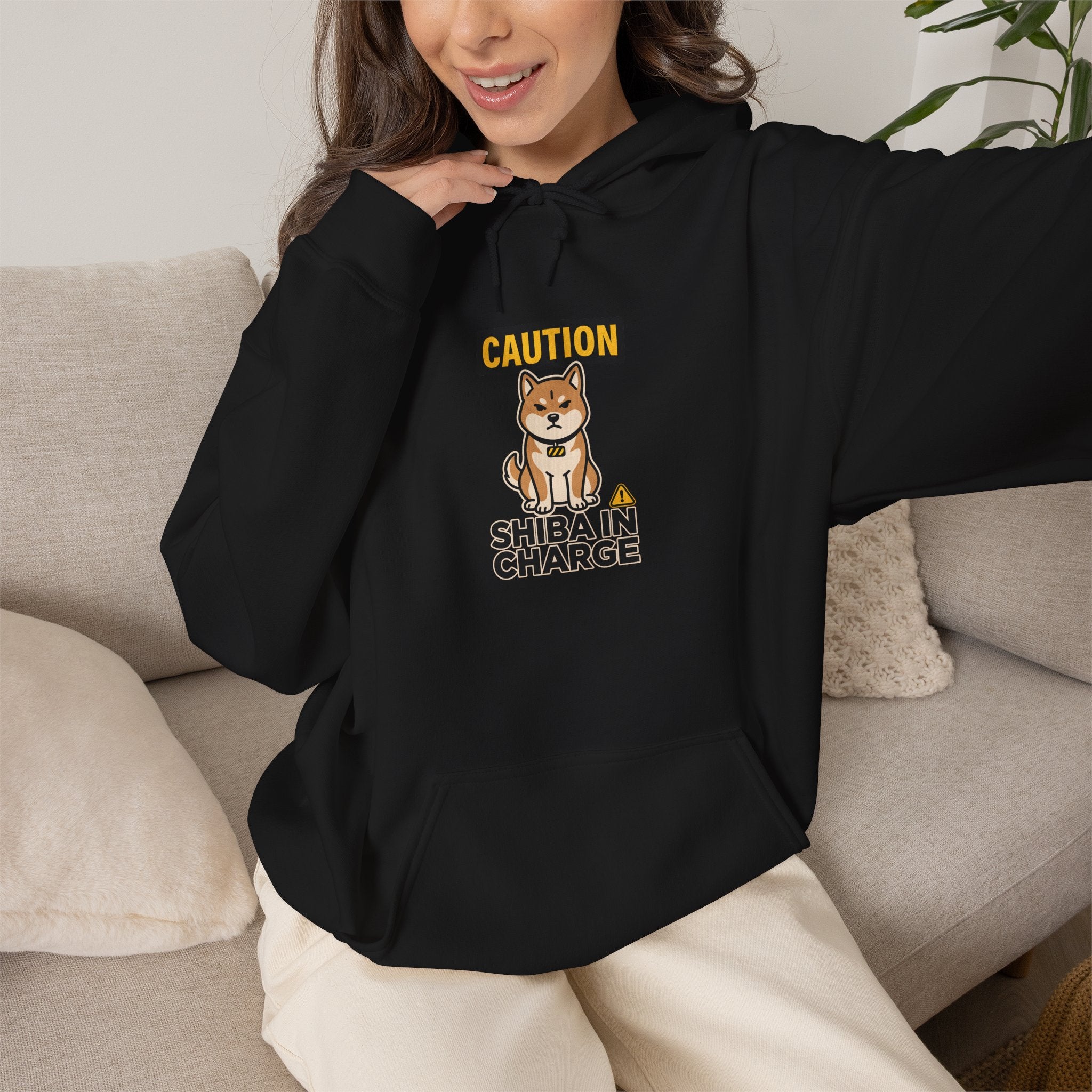 Caution Shiba In Charge — Cozy Funny Shiba Inu Hoodie | Petsy Square