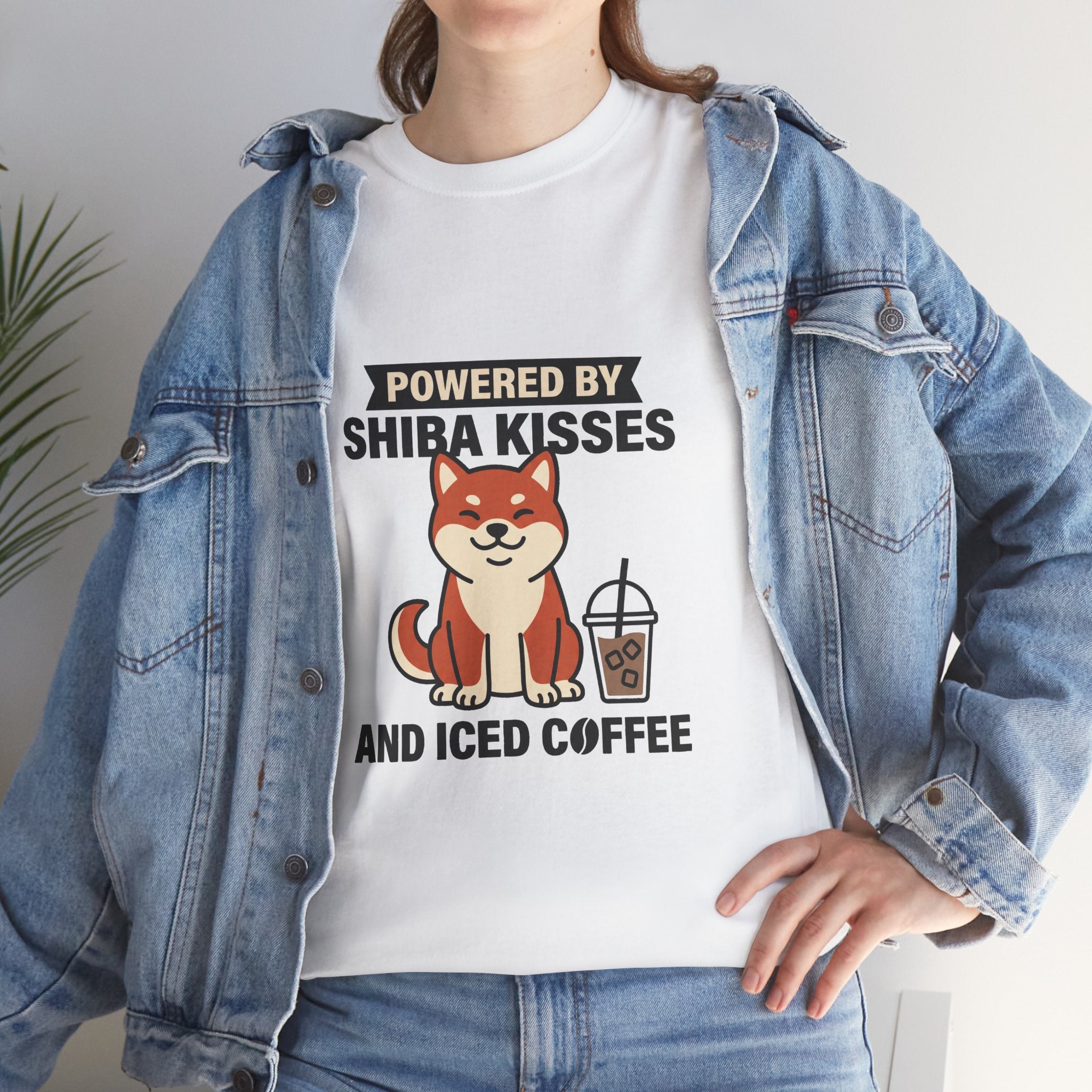 Powered By Shiba Kisses And Iced Coffee — Funny Dog Tee | Petsy Square
