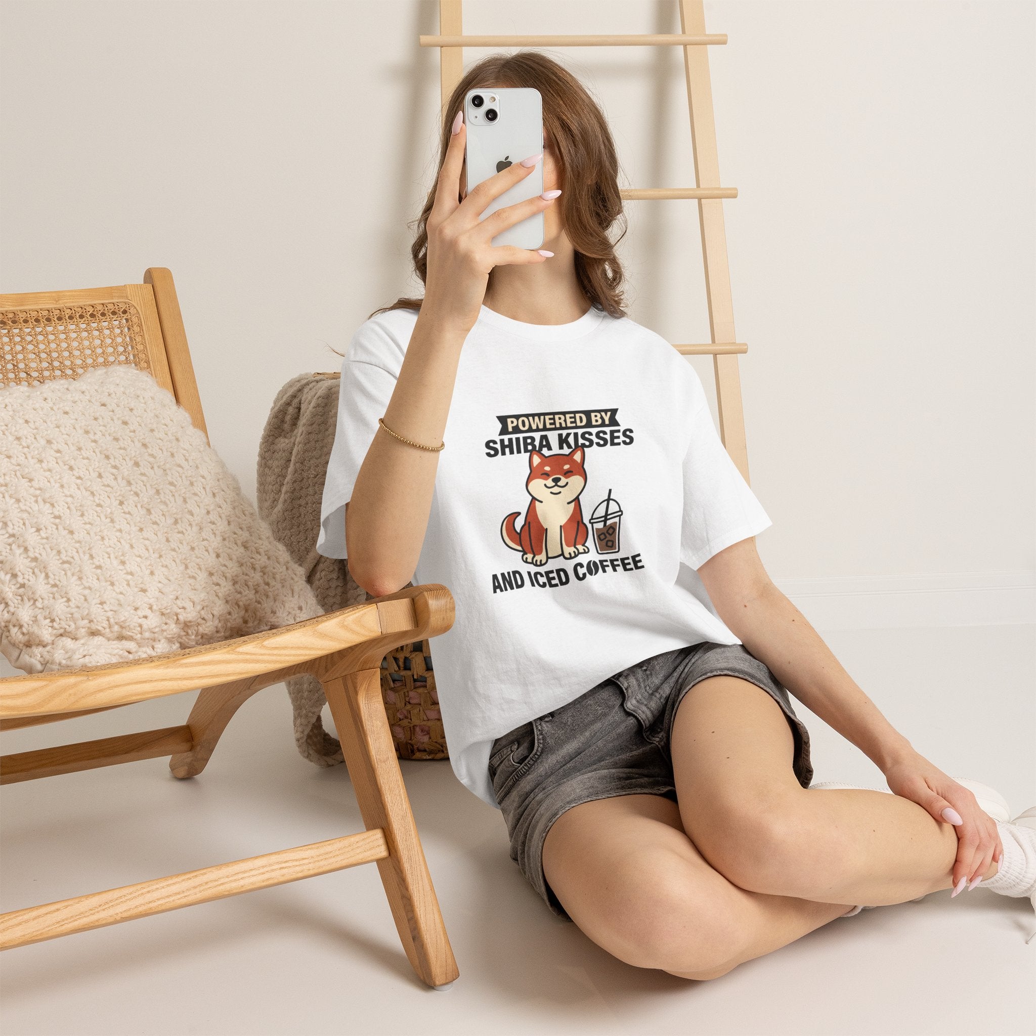 Powered By Shiba Kisses And Iced Coffee — Funny Dog Tee | Petsy Square