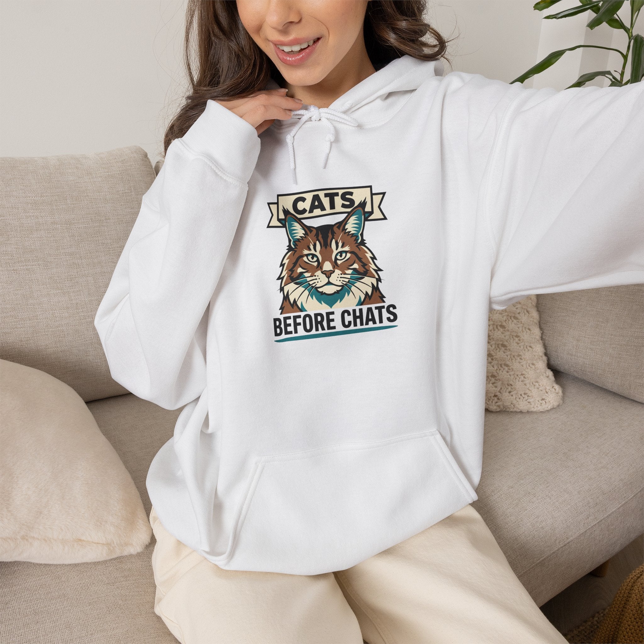 Cats Before Chats — Cozy Introvert Cat Lover Hoodie | Petsy Square