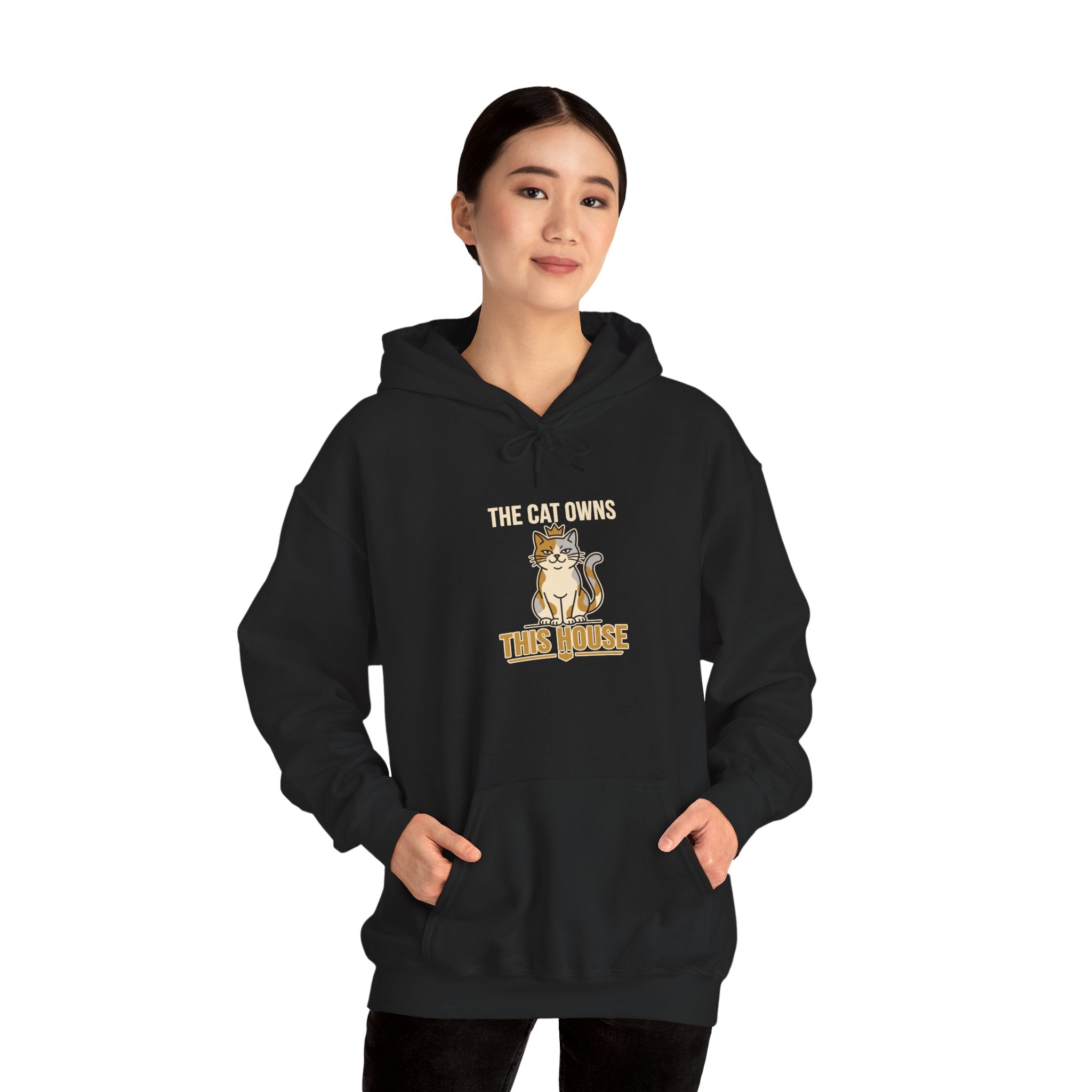The Cat Owns This House — Cozy Funny Cat Hoodie | Petsy Square