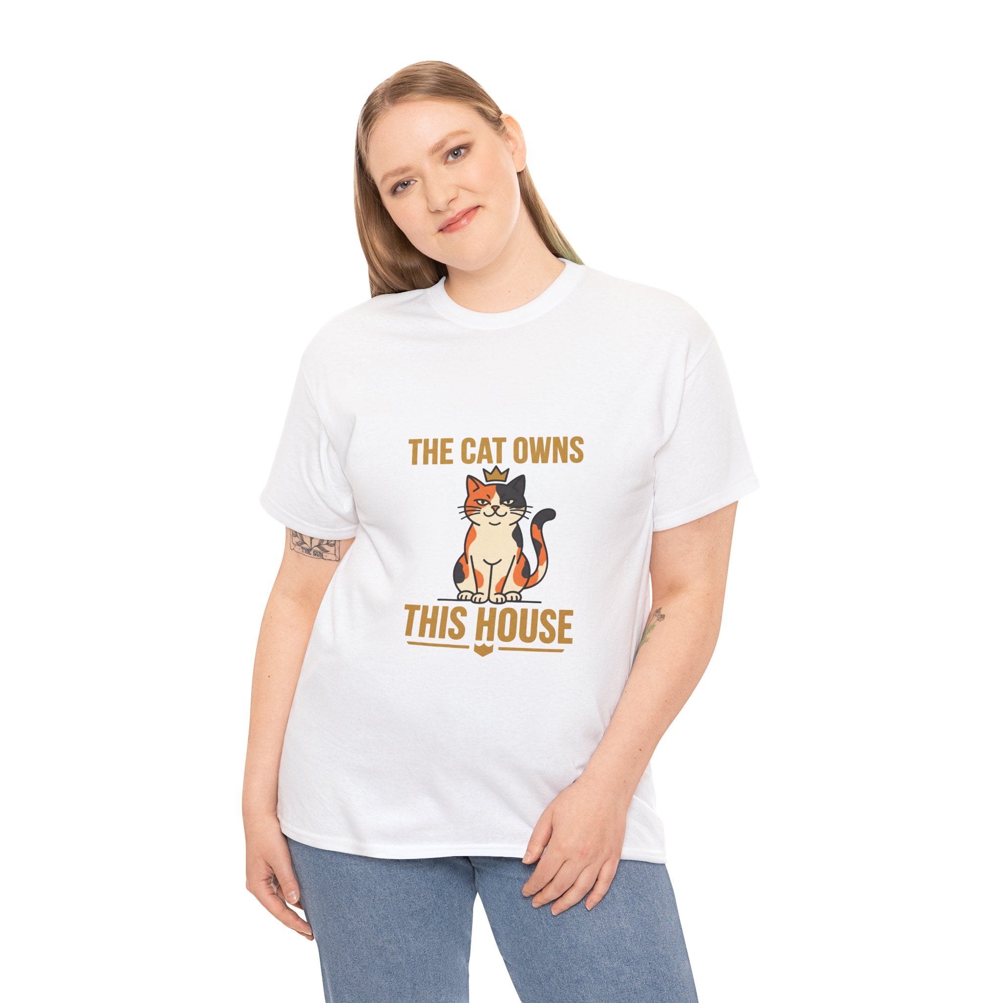 The Cat Owns This House — Funny Cat Lover Tee | Petsy Square