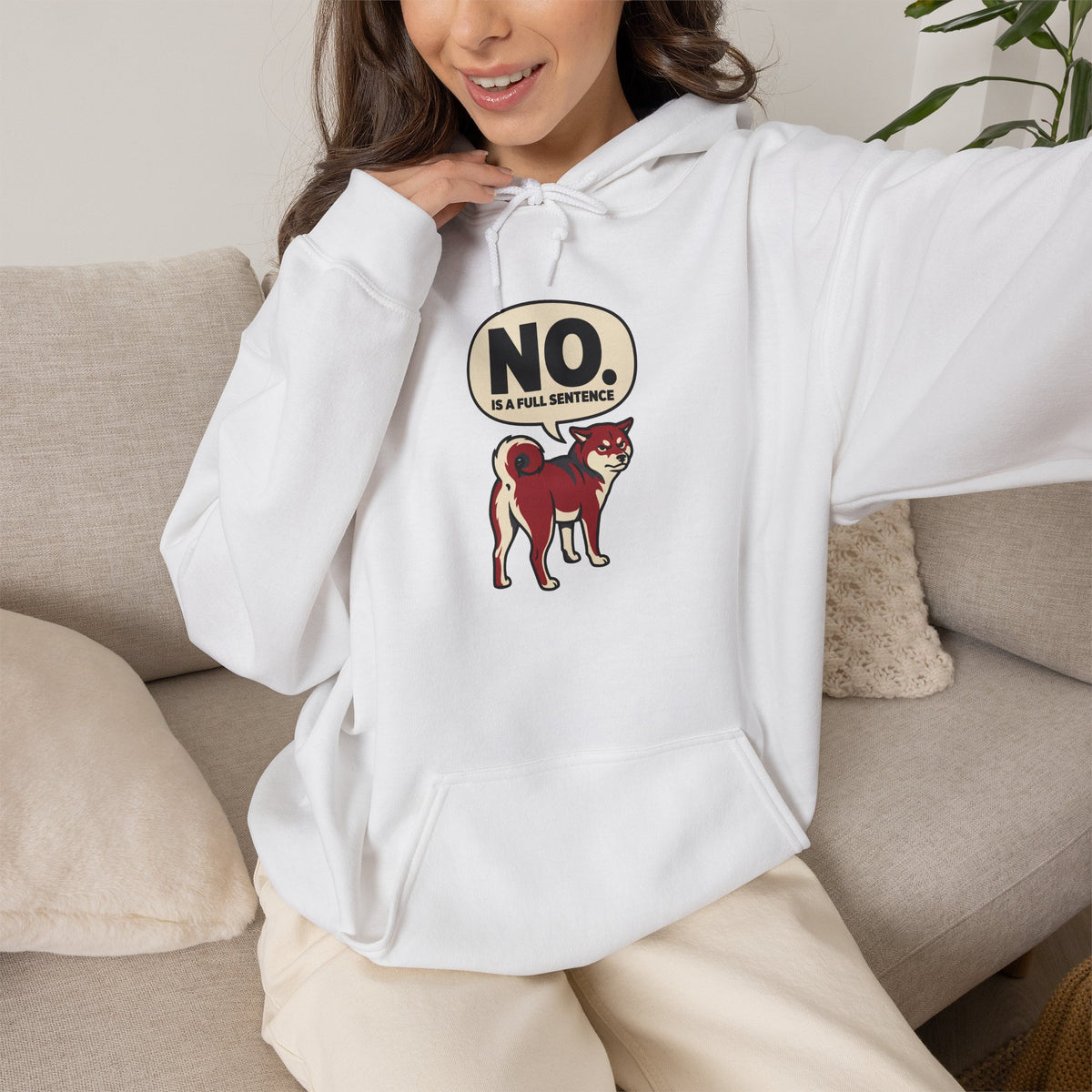 No Is A Full Sentence — Cozy Shiba Hoodie | Petsy Square