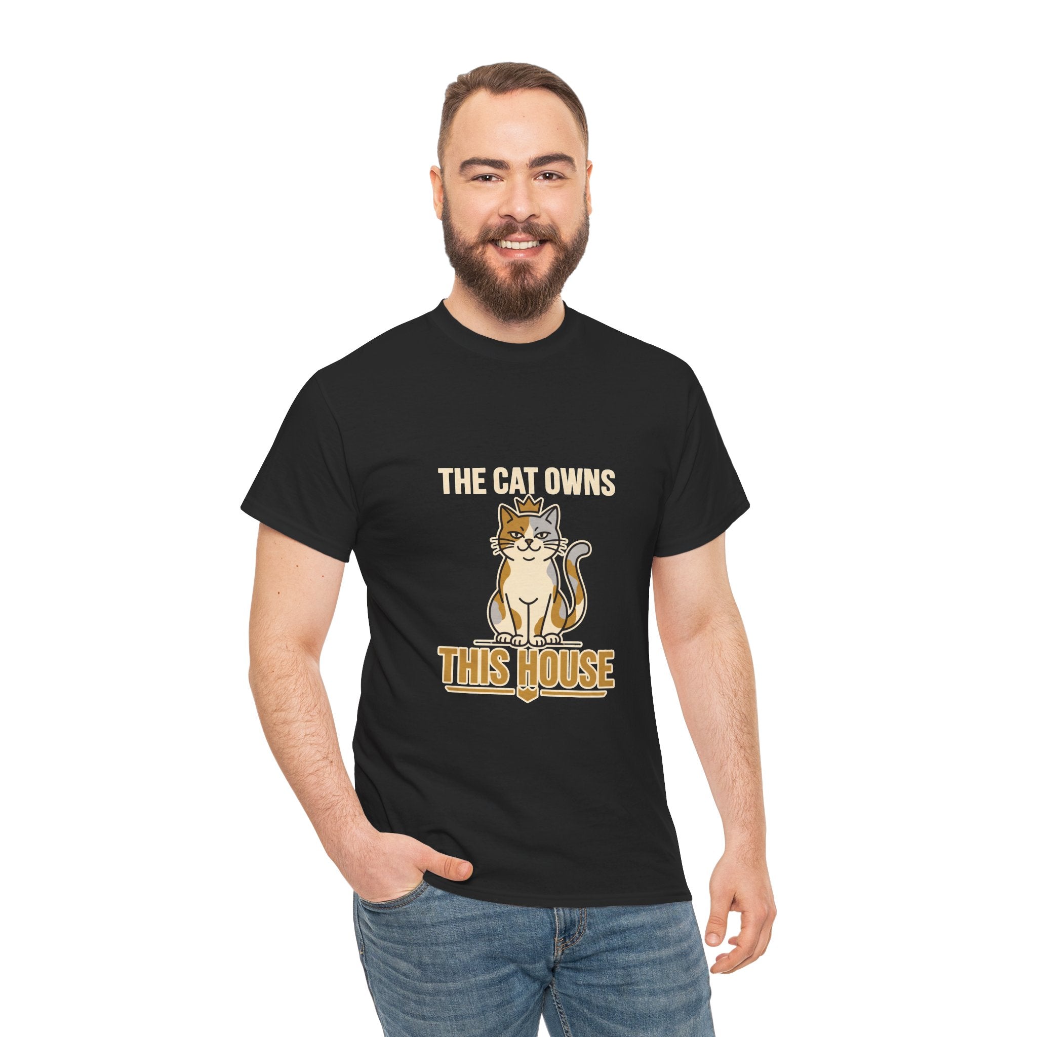 The Cat Owns This House — Funny Cat Lover Tee | Petsy Square