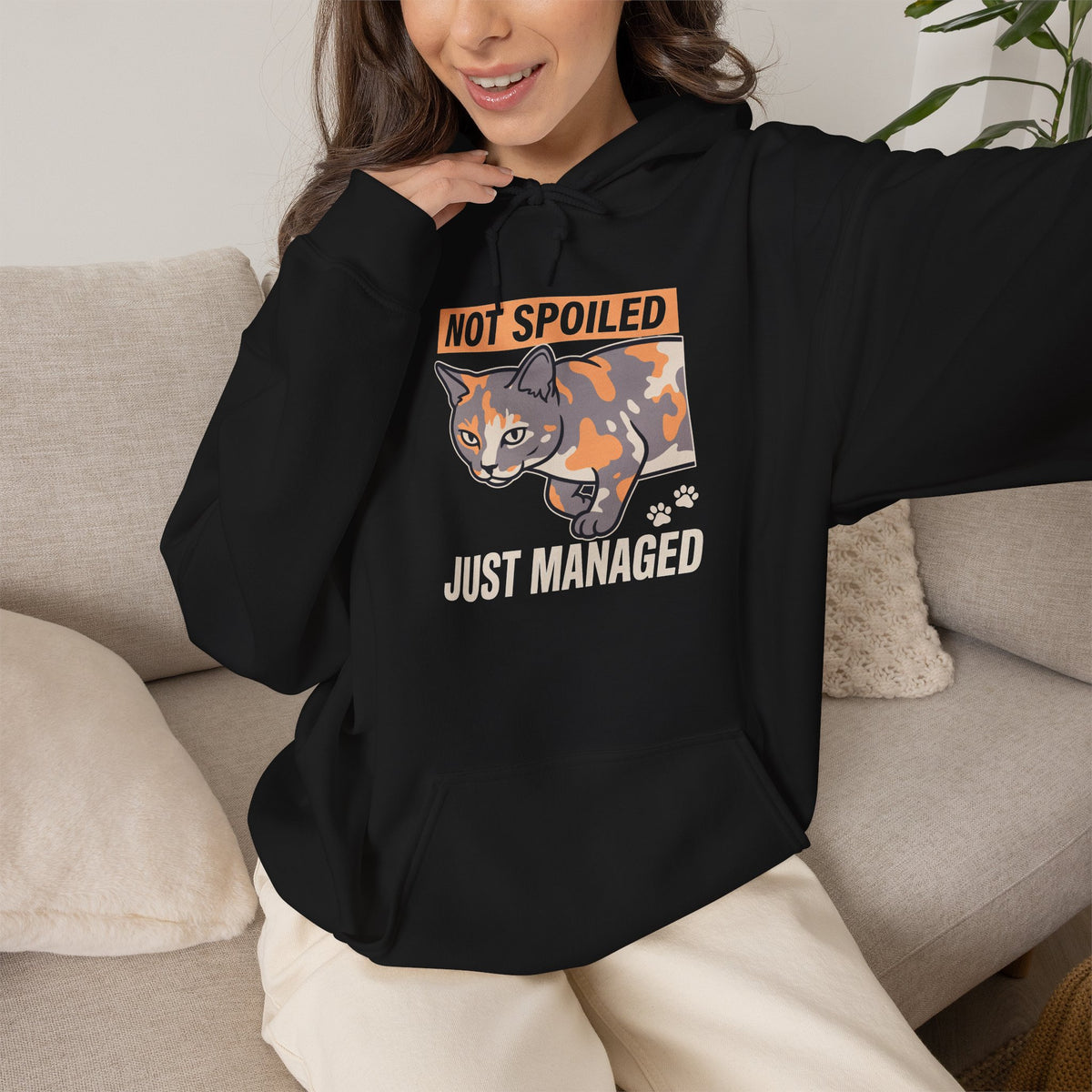 Not Spoiled Just Managed — Cozy Cat Lover Hoodie | Petsy Square