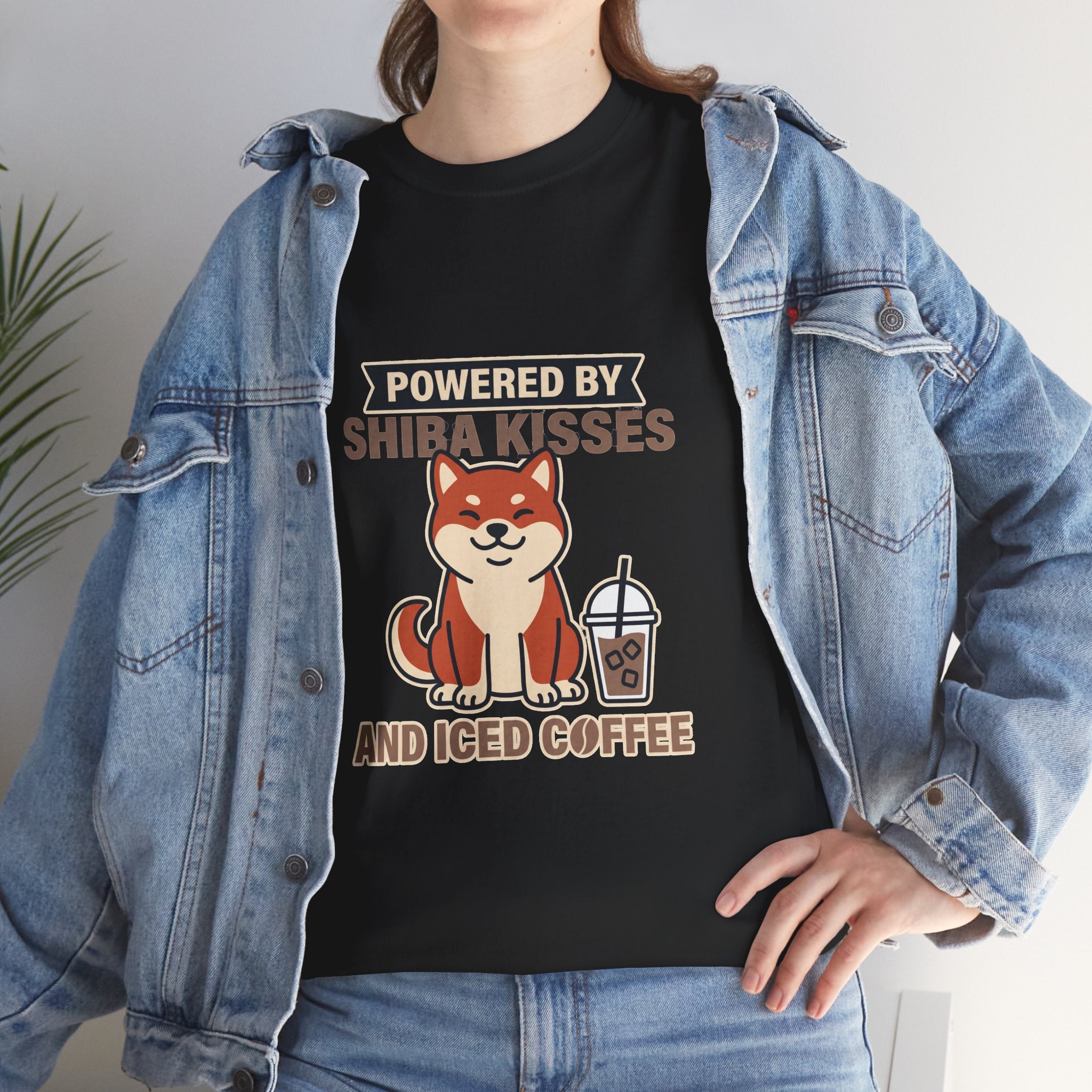 Powered By Shiba Kisses And Iced Coffee — Funny Dog Tee | Petsy Square